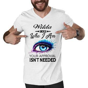 Wilda Name Gift Wilda I Am Who I Am Men V-Neck Tshirt - Seseable