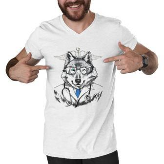 Wolf Doctor Vet Veterinarian Animal Lover Men V-Neck Tshirt | Mazezy
