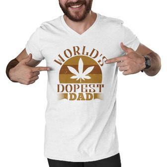 Worlds Dopest Dad Men V-Neck Tshirt - Monsterry