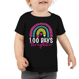 100 Days Brighter Teacher Student 100 Days Of School Rainbow Toddler Tshirt | Mazezy