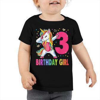 3 Years Old Unicorn Dabbing 3Rd Birthday Girl Unicorn Party Toddler Tshirt - Seseable