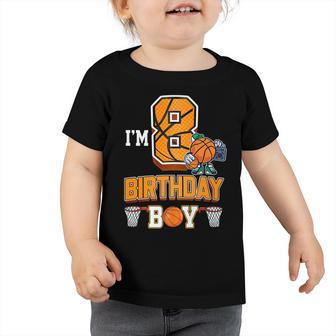 8Th Birthday Basketball Boy 8 Years Old Kids Toddler Tshirt - Seseable