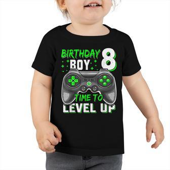 8Th Birthday Boy Eight Yrs Old Level 8 Unlocked Video Gamer Toddler Tshirt - Seseable