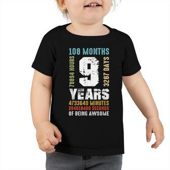 9 Years Being Awesome 9Th Birthday Gift Boy Girl  Toddler Tshirt