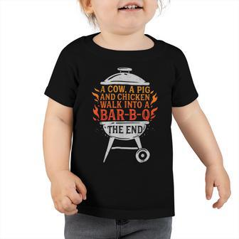 Chicken Chicken Chef A Cow A Pig And A Chicken Walk Into A Bbq Barbecue V2 Toddler Tshirt - Monsterry AU