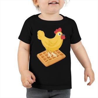 Chicken Chicken Chicken & Waffles Funny Breakfast Toddler Tshirt - Monsterry