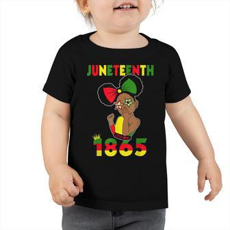 Cute Black Messy Bun Junenth Celebrating 1865 Girls Kids  Toddler Tshirt