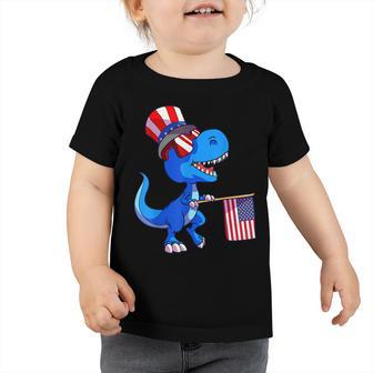 Dinosaur 4Th Of July Usa Flag Dino Kids Boys July 4 Toddler Tshirt | Mazezy UK