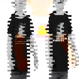 Fourth Of July Usa Patriotic Firecracker Rubber Duck Toddler Tshirt | Mazezy