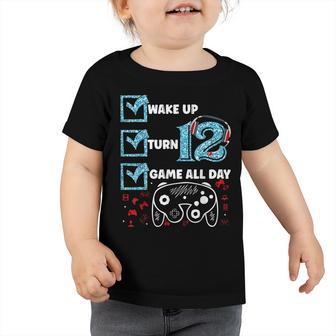 Funny 12 Years Old Gamer 12Th Birthday Party Video Gaming Toddler Tshirt - Seseable