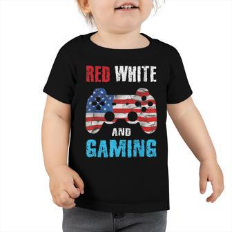 Gamer 4Th Of July Red White Gaming Video Game Boys Kids N Toddler Tshirt - Seseable