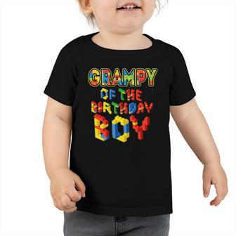 Grampy Of The Birthday Boy Block Building Birthday Boy Toddler Tshirt | Mazezy