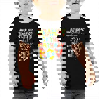 Grampy Of The Birthday Boy Block Building Birthday Boy Toddler Tshirt | Mazezy