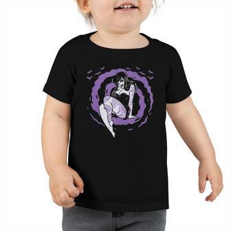Horror Art - Pinup Vampiress Goth Girl Psychobilly Punk Toddler Tshirt | Mazezy