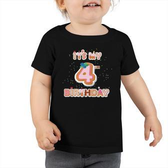 Its My 4Th Birthday Donut - 4 Years Old B-Day Girl Toddler Tshirt | Mazezy