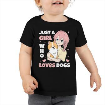Just A Girl Who Loves Dogs Cute Corgi Lover Outfit & Apparel Toddler Tshirt