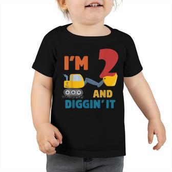 Kids Boy Construction Truck 2Nd Birthday Excavator White Toddler Tshirt - Seseable