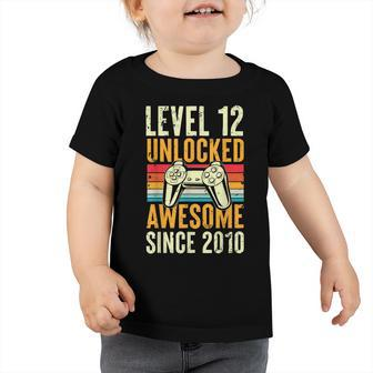 Level 12 Unlocked Awesome 2010 12Th Birthday Boy Video Game Toddler Tshirt - Seseable