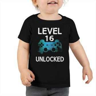 Level 16 Unlocked Boys 16Th Birthday 16 Years Old Gamer Toddler Tshirt | Mazezy