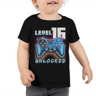 Level 16 Unlocked Video Game 16Th Birthday Gamer Boys Toddler Tshirt - Seseable