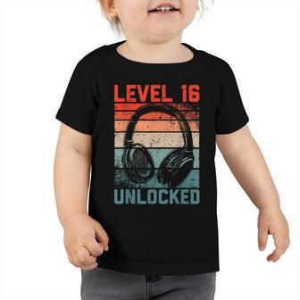 Level 16 Unlocked Video Gamer Lovers 16Th Birthday Boys Toddler Tshirt - Seseable