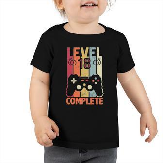 Level 18 Complete Retro Video Gamer 18Th Wedding Anniversary Toddler Tshirt | Mazezy