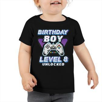 Level 8 Unlocked 2014 Bday Video Game 8Th Birthday Boy Gamer Toddler Tshirt - Seseable