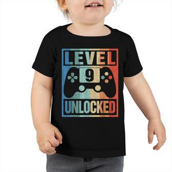 Level 9 Unlocked 9Th Birthday Decoration 9 Years Old Toddler Tshirt - Seseable