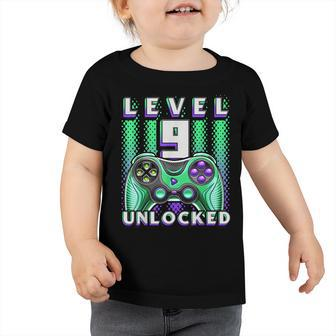 Level 9 Unlocked Video Game 9Th Birthday Gamer Boys V4 Toddler Tshirt - Seseable