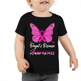 Pagets Disease Awareness Butterfly Pink Ribbon Pagets Disease Pagets Disease Awareness Toddler Tshirt - Monsterry CA