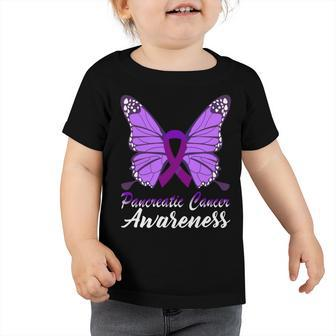 Pancreatic Cancer Awareness Butterfly Purple Ribbon Pancreatic Cancer Pancreatic Cancer Awareness Toddler Tshirt - Monsterry