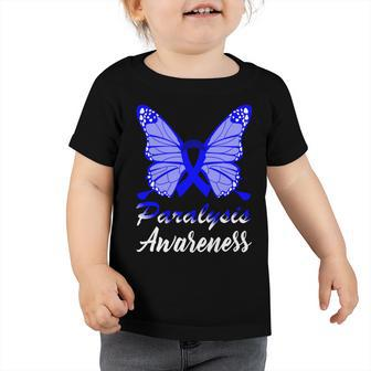 Paralysis Awareness Butterfly Blue Ribbon Paralysis Paralysis Awareness Toddler Tshirt - Monsterry DE