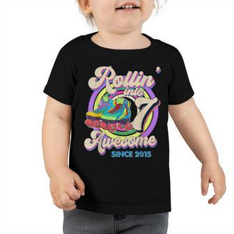 Skate Birthday Rollin Into 7 Awesome Since 2015 7Th Birthday Toddler Tshirt - Seseable