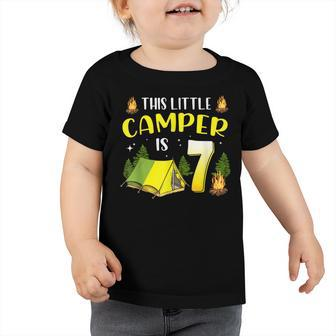 This Little Camper Is 7 Birthday 7Th Funny Camping Birthday Toddler Tshirt - Seseable