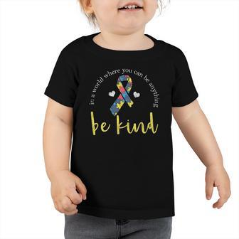 Womens Autism Kindness Ribbon Heart Support Autistic Kids Awareness V-Neck Toddler Tshirt