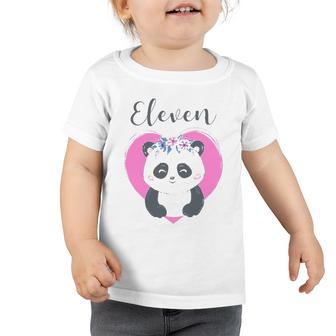11 Years Old Panda Birthday Party Girl Cute Girls 11Th Gift Toddler Tshirt | Mazezy