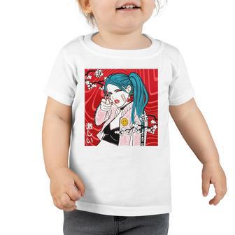 Anime Girl Japanese Aesthetic Design Classy Otaku Kawaii Toddler Tshirt | Mazezy