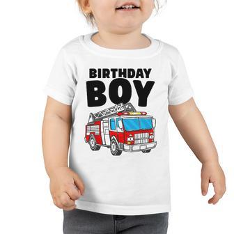 Birthday Boy Fire Truck Firefighter Fireman Birthday Crew Toddler Tshirt | Mazezy