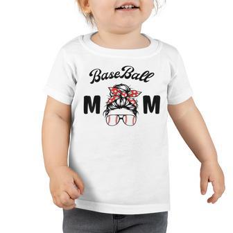 Bleached Baseball Mom Messy Bun Player Mom Mothers Day Toddler Tshirt | Favorety UK