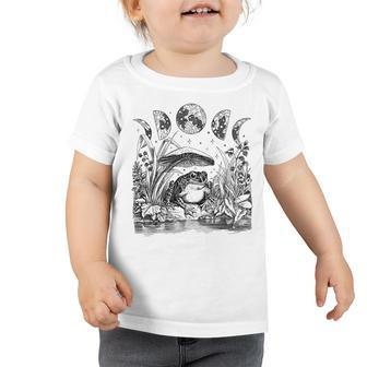 Cute Cottagecore Aesthetic Frog Mushroom Moon Witchy Vintage - Dark Academia Goblincore Witchcraft F Toddler Tshirt | Favorety UK