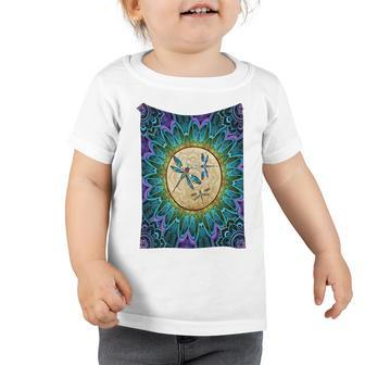 Dragonfly With Sunflowerfull Color Toddler Tshirt - Monsterry