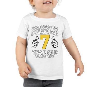Kids 7Th Birthday Gift For Awesome 7 Years Old Boys Toddler Tshirt | Mazezy