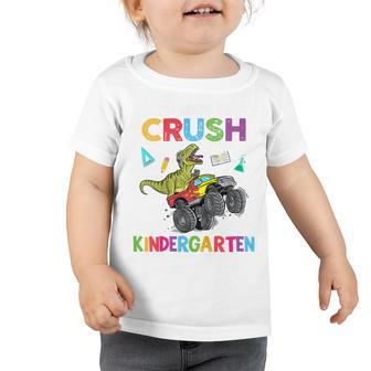 Kids Boys Im Ready To Crush Kindergarten Monster Truck Dinosaur Toddler Tshirt - Seseable