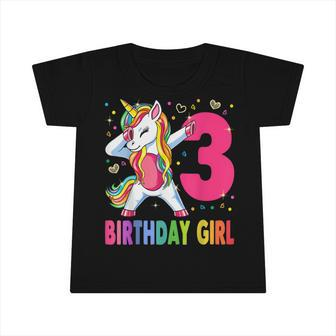 3 Years Old Unicorn Dabbing 3Rd Birthday Girl Unicorn Party Infant Tshirt - Seseable
