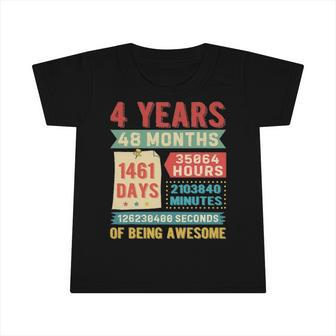 4Th Birthday For Girls Boys 4 Years Old Being Awesome Bday Infant Tshirt | Mazezy