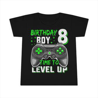 8Th Birthday Boy Eight Yrs Old Level 8 Unlocked Video Gamer Infant Tshirt - Seseable