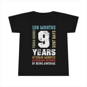 9 Years Being Awesome 9Th Birthday Gift Boy Girl Infant Tshirt | Mazezy