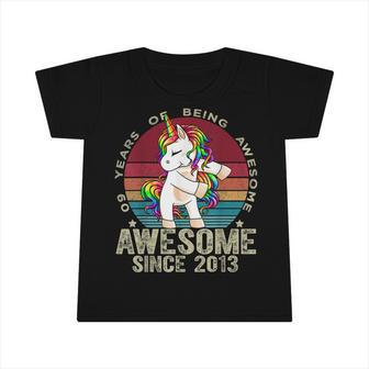 9 Years Old Unicorn Flossing 9Th Birthday Girl Unicorn Gifts Infant Tshirt - Seseable