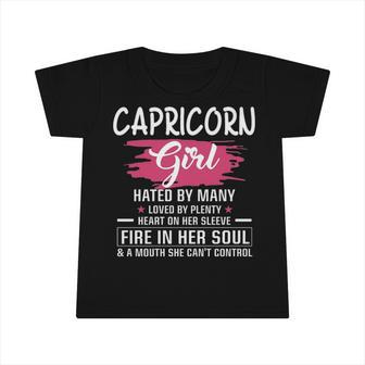 Capricorn Girl Birthday Capricorn Girl Hated By Many Loved By Plenty Heart On Her Sleeve Infant Tshirt - Seseable