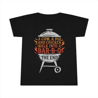Chicken Chicken Chef A Cow A Pig And A Chicken Walk Into A Bbq Barbecue V2 Infant Tshirt - Monsterry AU